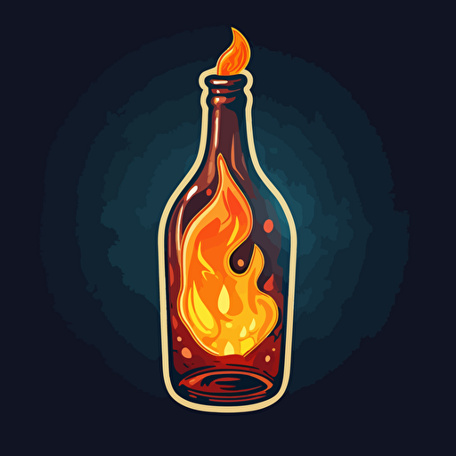 vector sticker a bottle with a flame