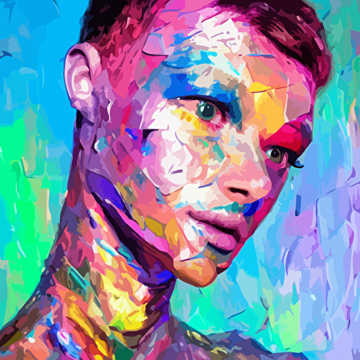 holographic human robotic head glossy iridescent face palette knife painting acrylic paint dried acrylic paint dynamic palette knife oil paintings vibrant palette knife portraits radiate raw emotions expressions palette knife paintings francoise nielly surrealistic 3d illustration human face non binary non binary model 3d model human cryengine holographic texture holographic material holographic rainbow concept cyborg artificial intelligence