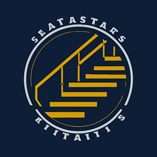 logo with stairs factory, simple, only logo with no word,vector, main color dark blue, sub color white & yellow