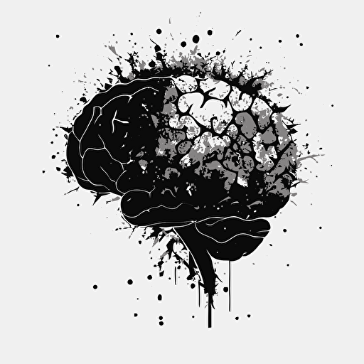 brain, minimalistic, black and white, vector, simple