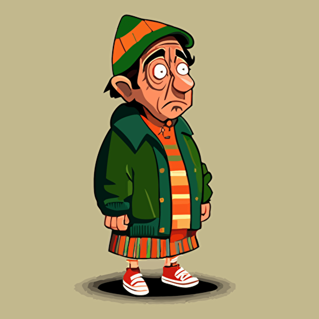 crea un vector sobre el personaje enano de medio metro vestido del chavo del ocho