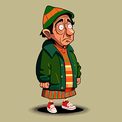crea un vector sobre el personaje enano de medio metro vestido del chavo del ocho
