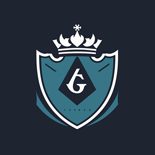 Soccer crest featuring the A letter, a crown and a shield, logo, simple, cerulean, white, black, vector logo