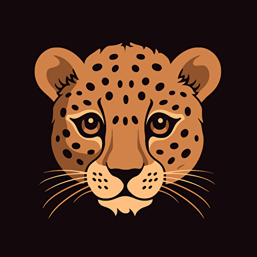 simple brown baby leopard face, minimalism, vector art, flat, logo