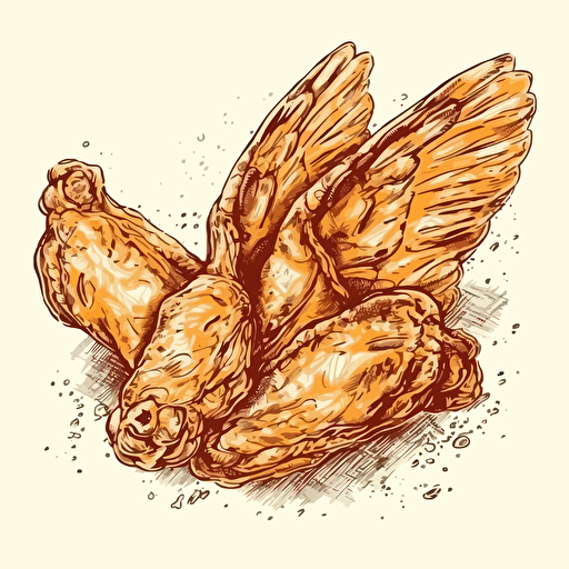 vector illustration of chicken wings, hand drawn, detailed
