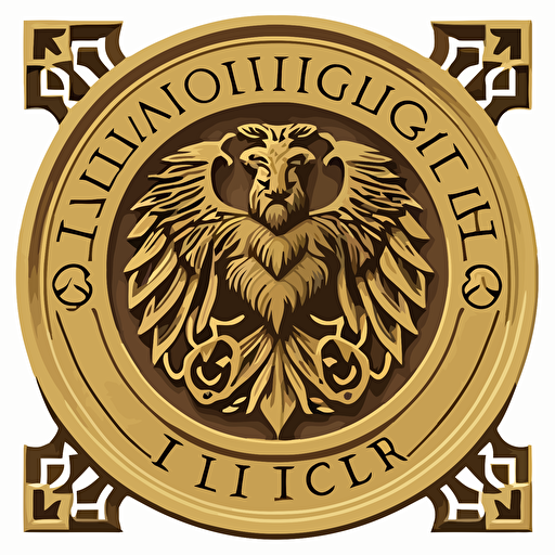 a vector type image of a square with a circle in the center. In each corner of the square is a spandrel. In each spandrel there is an intricate gold image representing a Hogwarts House. The upper left spandrel has the silhouette of a lion. The upper right spandrel has a silhouette of an eagle. The bottom left spandrel has the silhouette of a snake. The bottom right spandrel has a silhouette of a badger. There is nothing within the circle.