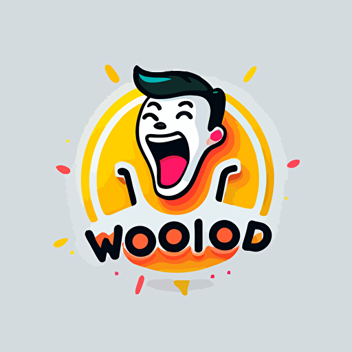 Logo for a talent agency called ''woohoo''. Incorporates a surprised expression into the logo design, simple vector, vivid color, TikTok style, in white background.