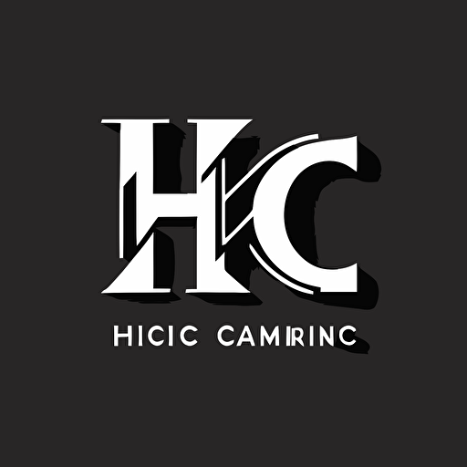 Black and white modern logo with the letters H and C, 45 degree angles flat vector