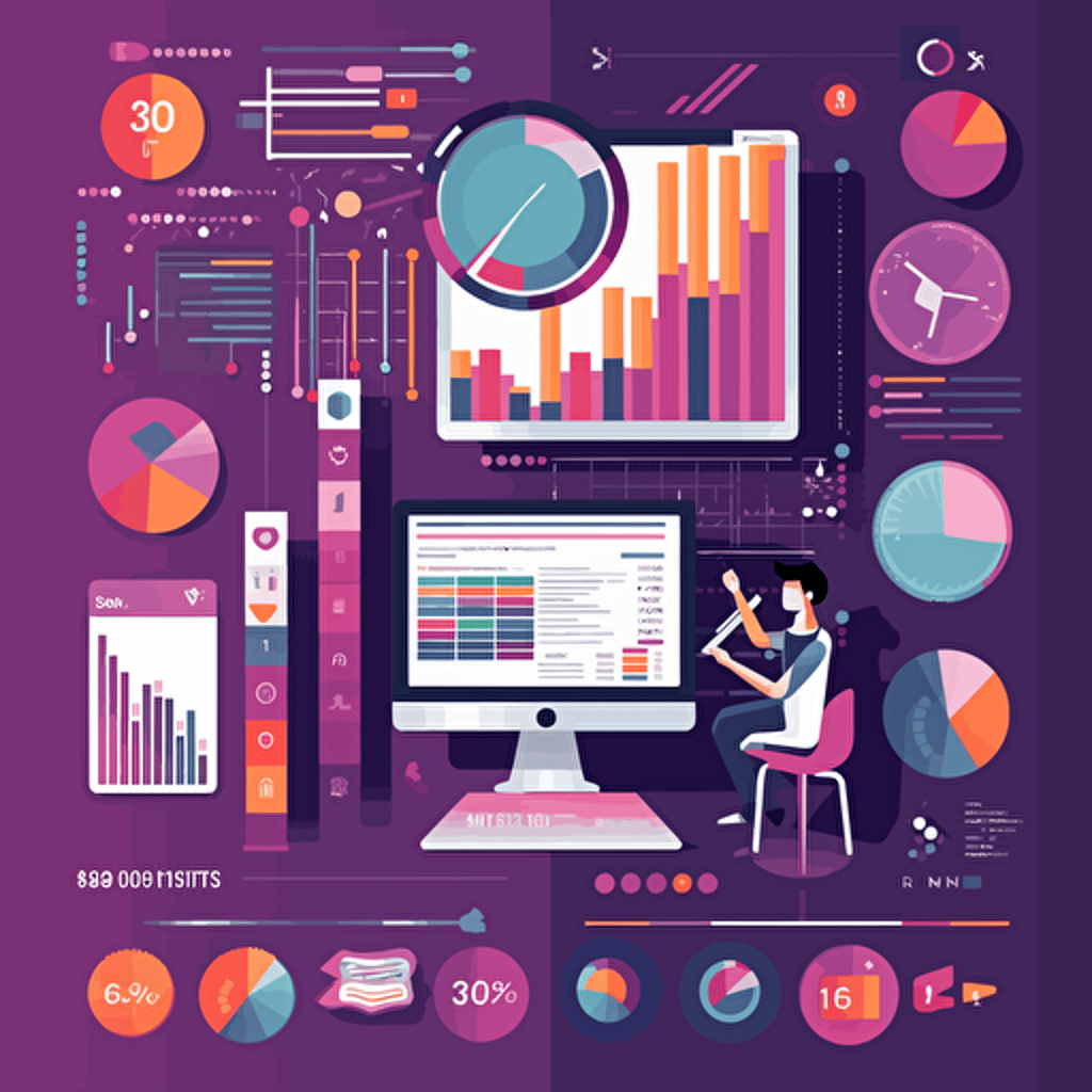 automated data reporting, medium detail, liberal use of purple, simple, vector