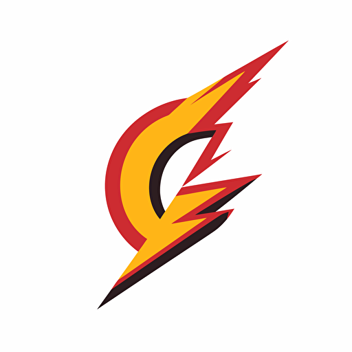 flat vector of the letter q with a lightning bolt where all the edges are smooth with a white background
