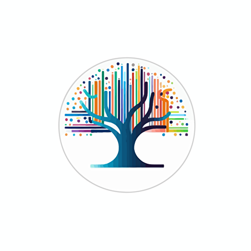 tree of data analytics logo, minimalistic, vector, white background
