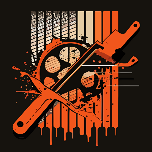 A logo mixing a film strip and a screwdriver, vector style