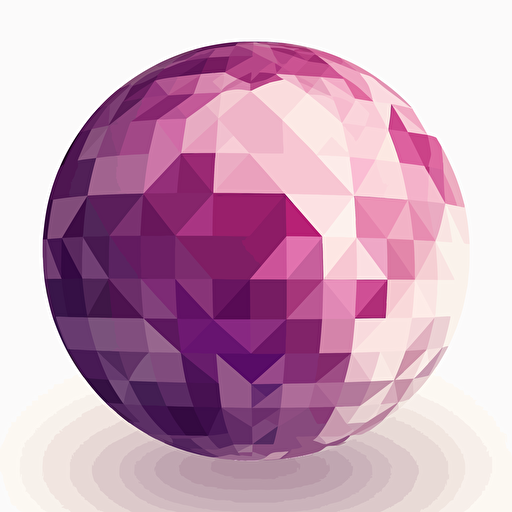 geometric sphere, flat vector art, purple tones, white background