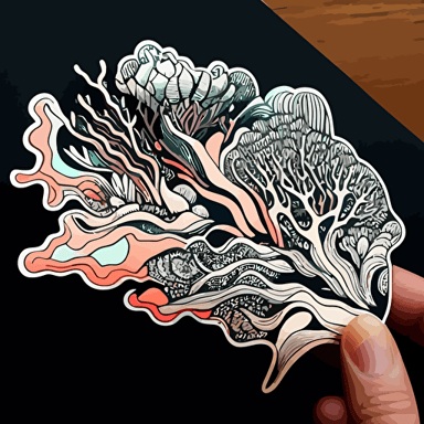 coral linework, trippy, design, micron pen, vector sticker,