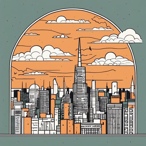 a sunsetting over a city