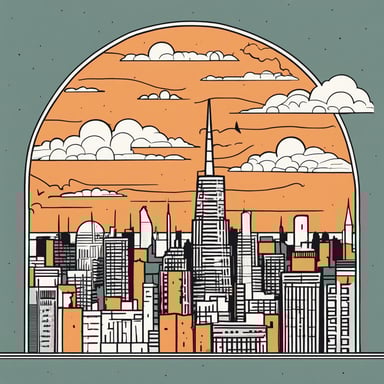 a sunsetting over a city