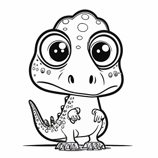 Cute Ceratosaurus, big eyes, Pixar style, simple outline and shapes, coloring page black and white comic book flat vector, white background