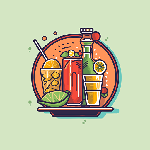 a flat vector logo, minmal, for a rotary transfer machine cocktail robot producing moscow mules