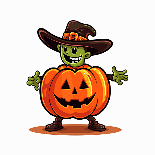 square-dancing Texas pumpkin in vector art cartoon style, flat color,