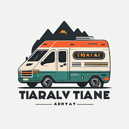 a cool, modern and minimalistic van rental company logo, vector, 2d, flat, White Background