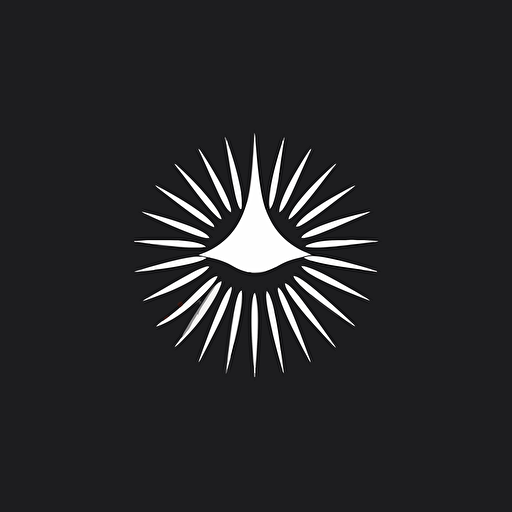 Star Trek style insignia, circle shape, minimalist logo, vector, abstract acorn, seed, futuristic, sci-fi sleek design, starburst, greyscale