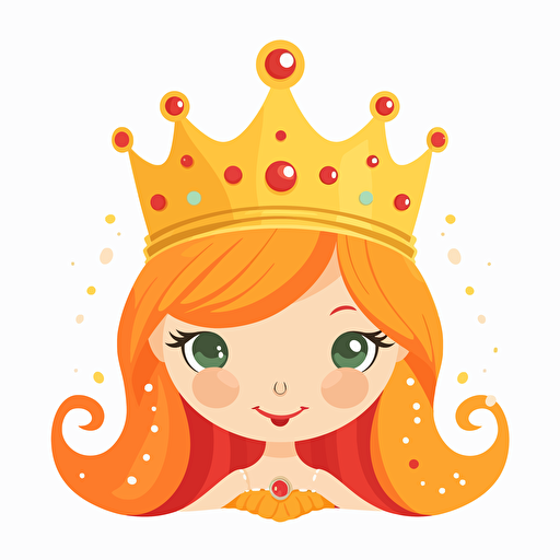 cartoon princess crown, vector art, white background