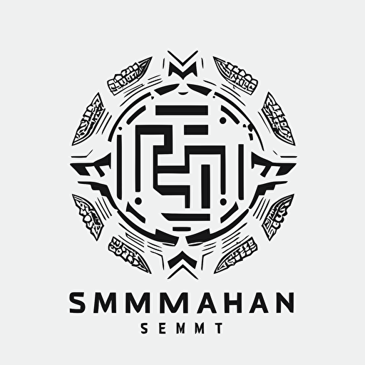 create a logo with somerian symbols mixed with technology, white background, simple vector logo.