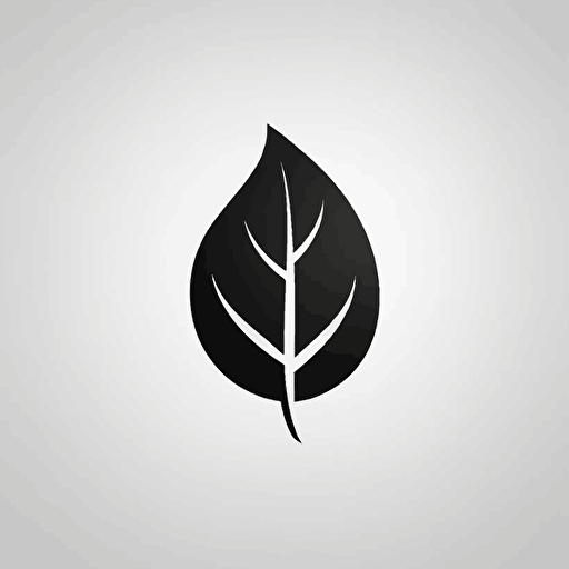 Logo of a leaf, minimalist icon, vector, black on white background