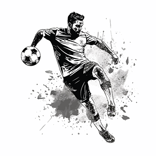 soccer drawing style, black and white vector