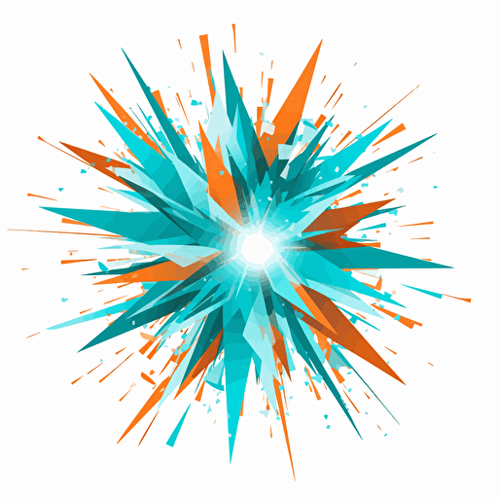 a stylized exploding cyan orange vector star on white