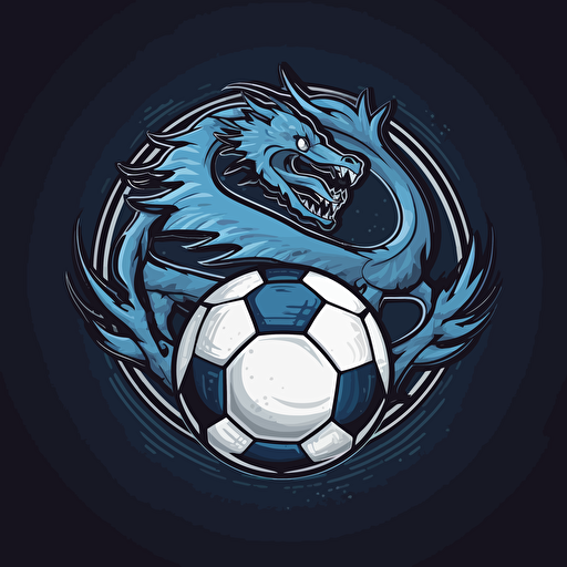 soccer logo with blue dragon, clean, art vector