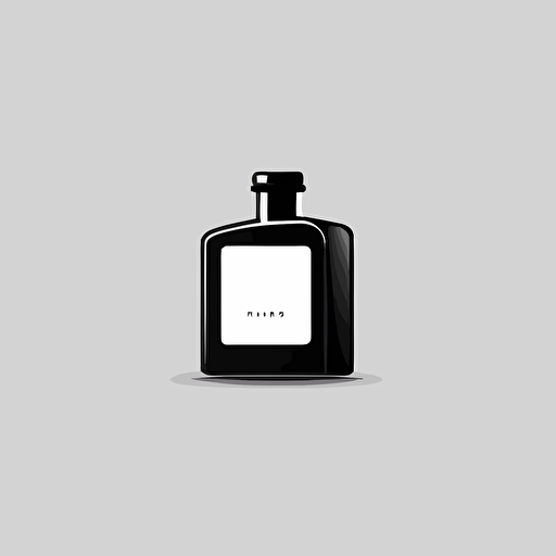 a vector logo of a black fragrance bottle, minimal, simple, flat design, white background