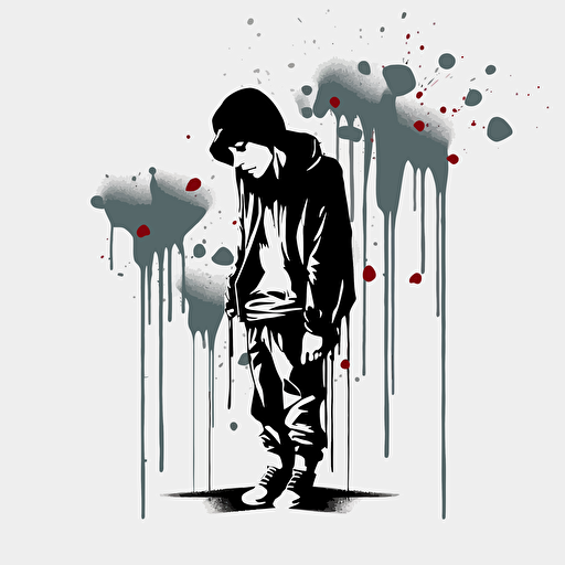 broken heart, stencil graffiti design, banksy, 2d, vector, white background
