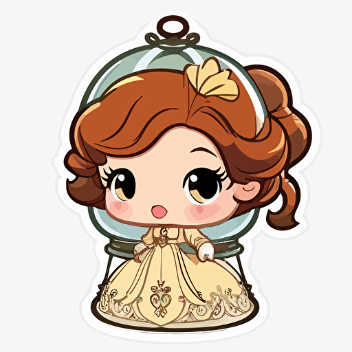 Disney princess Bell chibi sticker style transparent background vector