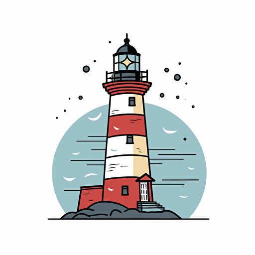 Vector illustration lighthouse illustration, in the style of patrick caulfield, muted colors, simple line drawings, bill traylor, pseudo
