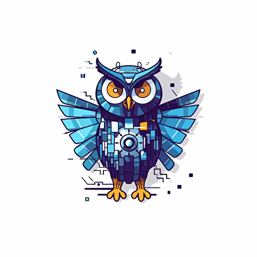 a cute pixel owl vector logo with a busniess and technology implied