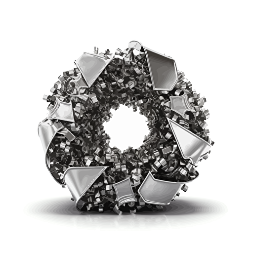 recycle symbol made with steel, vector image, adobe illustrator, white background