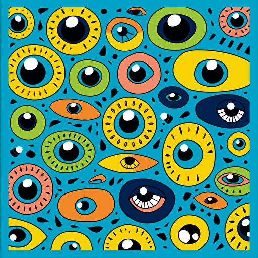 pattern of eyes by tim lahan, 2d vector art, flat colors