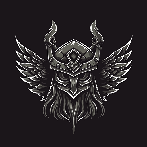 vector logo viking helmet with winged warrior wings