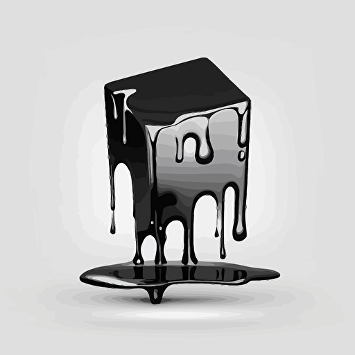 single layer logo of a melting ice cube in the shape of “Letter I” black vector white background