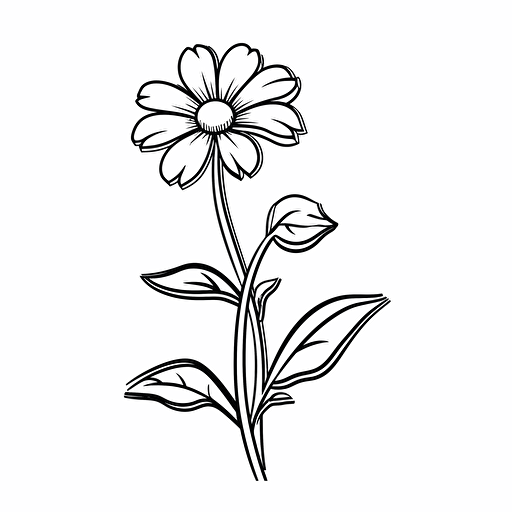 flower No Shadow. Cartoon. Coloring page. Vector. Simple.