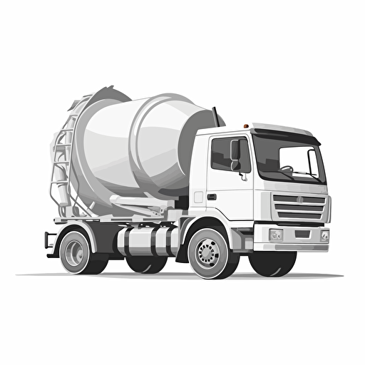 concrete mixer truck, high detailed, vector style, cartoon style, white background, profile view