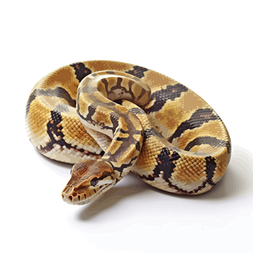 standing Ball Python reptiles looking straight in the camera, white bg, vector