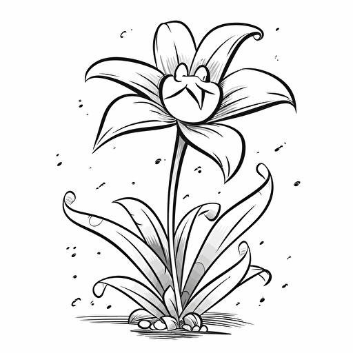 lily ignorant style No Shadow. Cartoon. Coloring page. Vector. Simple.