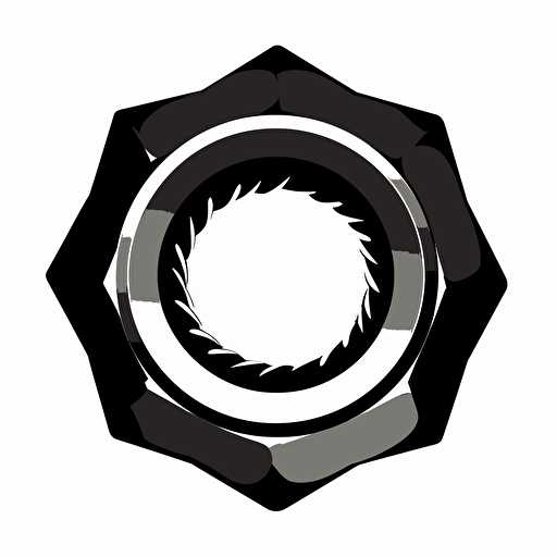 a basic 6 sided pal nut fastener. black and white. symmetrical. silohette. vector clipart