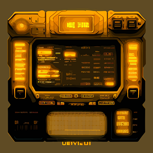 HUD, computer display, vector art, ui, sci fi, hd, amber color, tileable