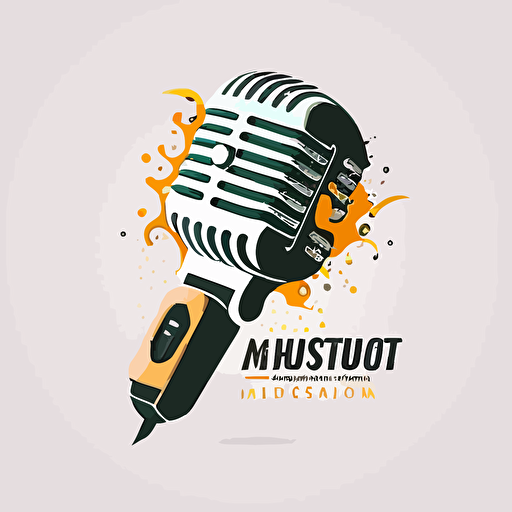 vector logo, microphone with bite taken out of it, voice actor, white background