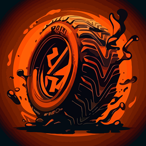 vectorize logo of a tire in lava orange colorway