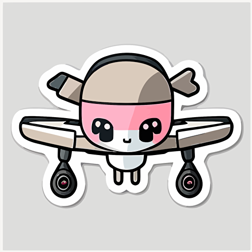 sticker, color, kawaii style, UAV, contour, vector, white background