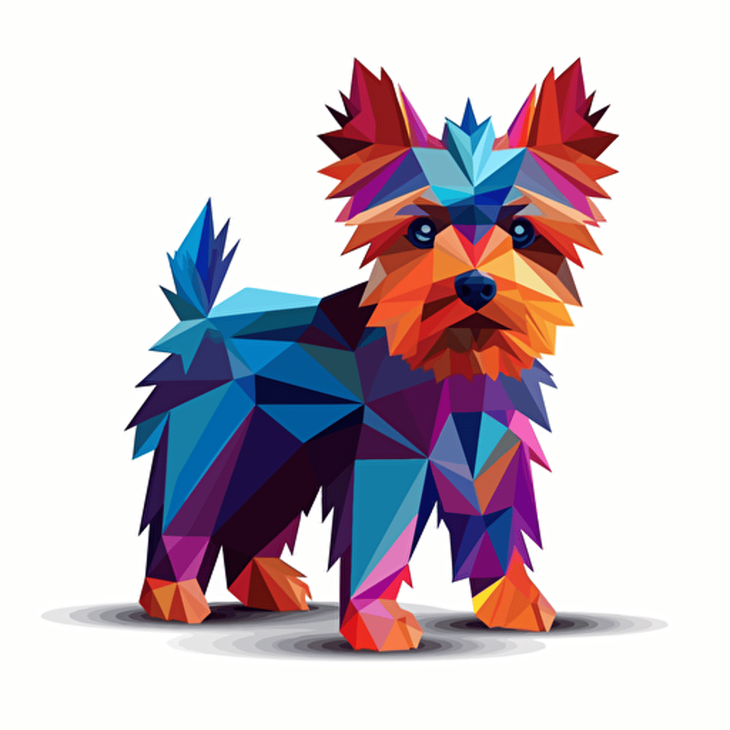 colorfull origami yorkshire terrier dog, vector art, white background